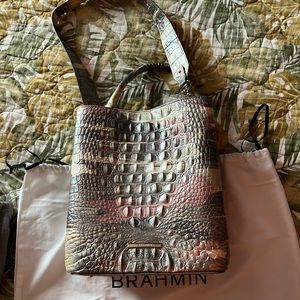 Brahmin Amelia Bucket Bag, Camouflage, Genuine croc-embossed leather.l